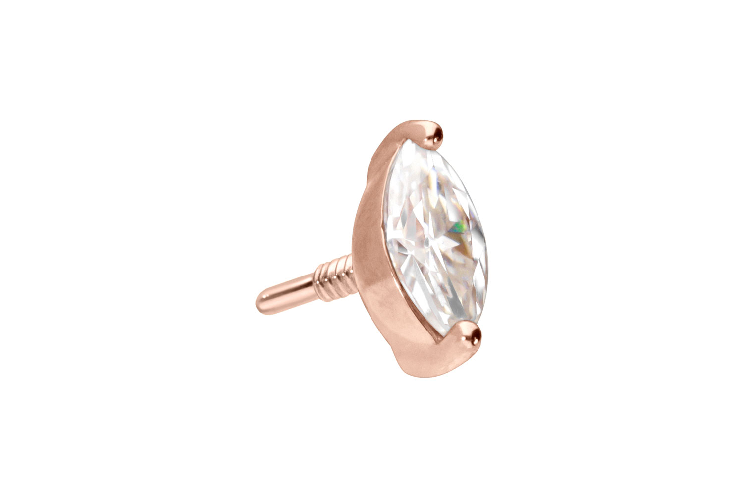 14 Karat Gold Schraubaufsatz mit Außengewinde MOISSANIT-OVAL von Piercingline